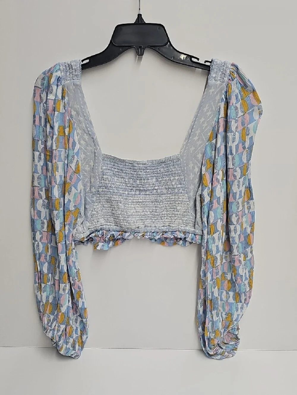 Free People Viscose Naomi Printed Puff Sleeve top Size Small